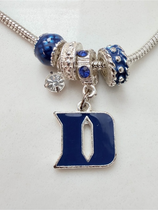 DUKE Jewelry - DUKE UNIVERSITY Blue Enamel 'D' Charm Bracelet with Silver Accents